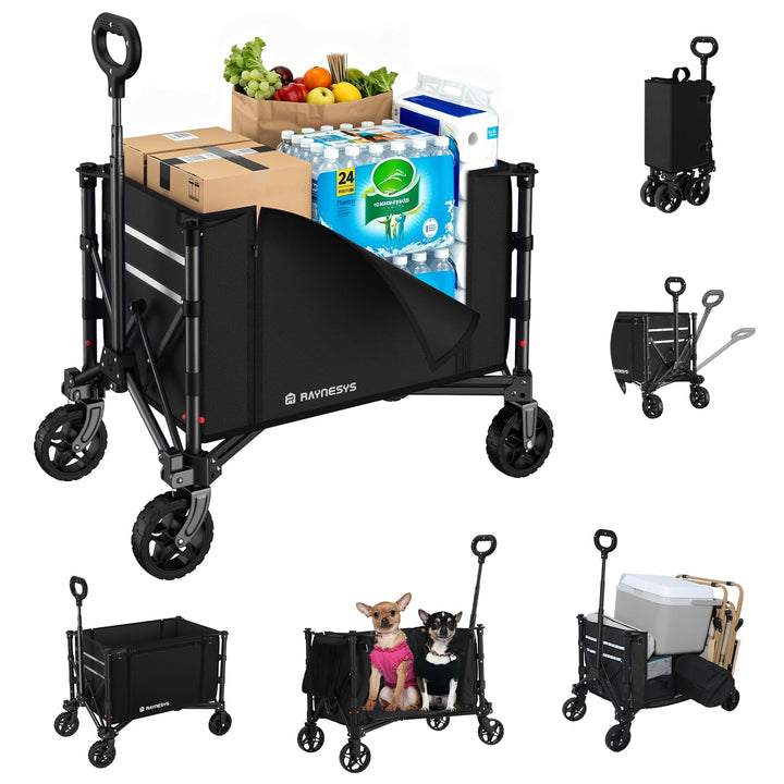 3 in 1 Bollerwagen Faltbar 120L, Klappbar Handwagen mit Rädern, 220lbs Transportwagen Faltbar, Umbau