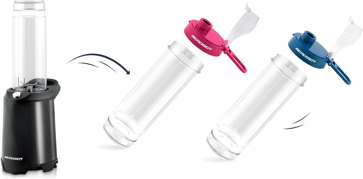 Berdsen - Becher-Mixer - Smoothie Maker To Go - mit 2 Trinkflaschen/Mixbehältern mit Deckel - für Co