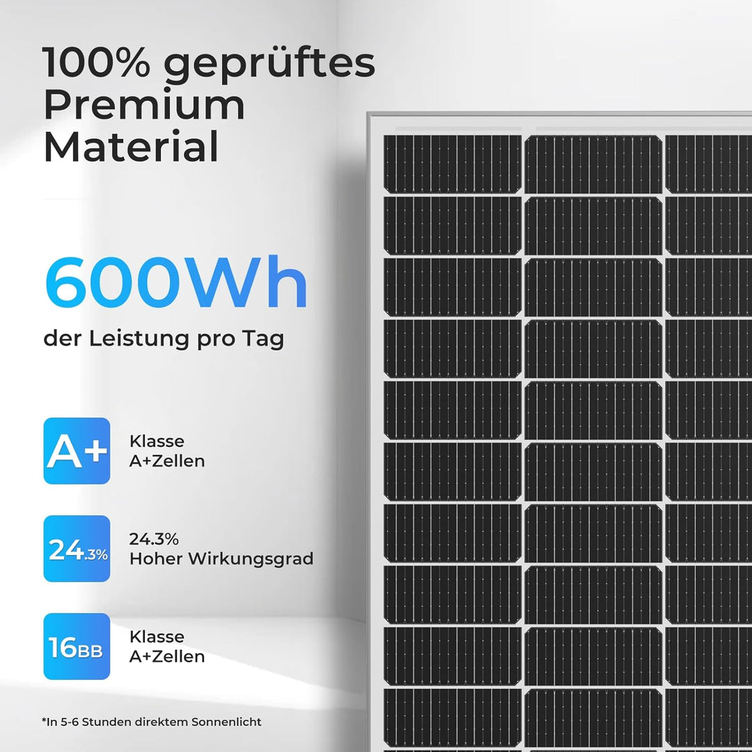 Solarpanel 480W, 12V PV Modul, SMBB Technologie, Hohe Effizienz Monocrystalline Solarmodul, Full Bla