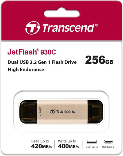 Transcend 256GB JetFlash 930C USB 3.2 Gen 1 Flash Drive TS256GJF930C, Rose Gold, 256GB