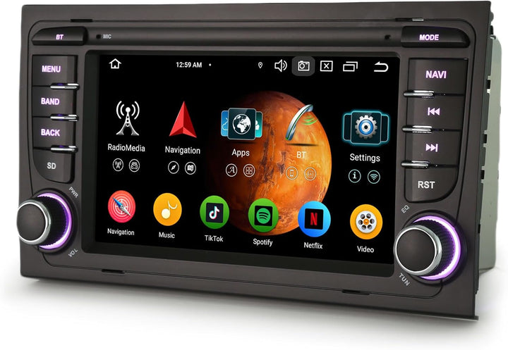 Erisin 8-Kern 4GB+64GB 7 Zoll Android 14 Autoradio Bluetooth mit GPS Navi für Audi A4 S4 RS4 RNS-E S