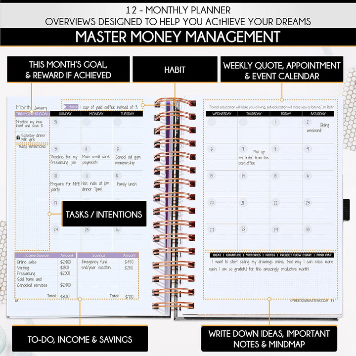 Finanzplaner &amp; Monatsplaner &amp; Monatsplaner &amp; Monatlicher Rechnungsorganisator – 12 Monate Reise zur