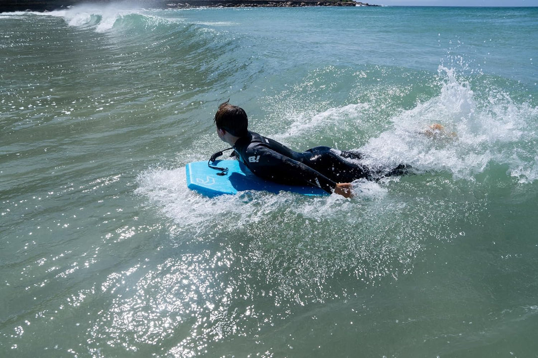 Body Boards for Beach Lightweight Durable Body Board with EPS Core Dual Channel Double Swivel Coiled