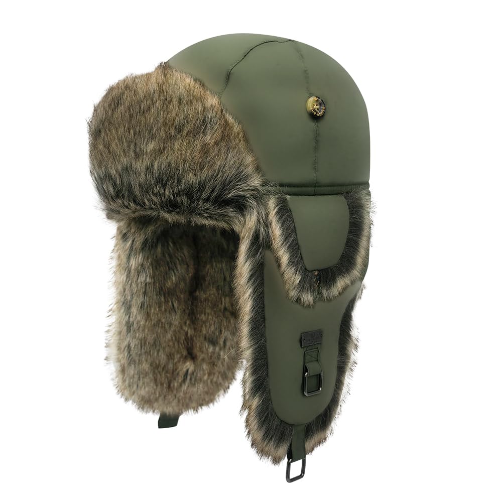 Alkaidstar Unisex Fliegermütze Rib Bomber Aviator Pilot Hat Faux Fellmütze Winter Russische Mütze He
