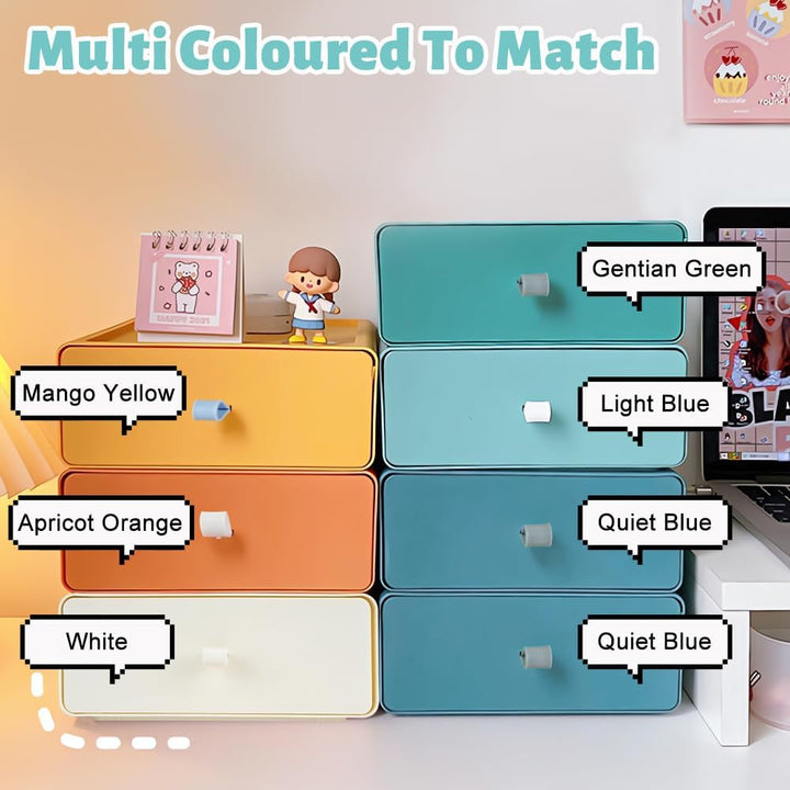 Schreibtisch Schubladenbox, Stapelbarer Organizer Drawer mit Etiketten, Grosse Kunststoff Office Bas