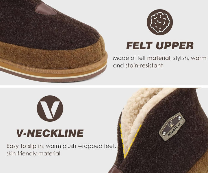 KuaiLu Hausschuhe Boots Herren Winter Filz Hausstiefel Warm Plüsch Flauschige Fell Hüttenschuhe Kusc