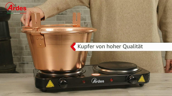 Ardes AR2480 Kupfer Paiolo für Polenta und Marmelade Portionen für 8/12 Personen Durchmesser 28 cm,