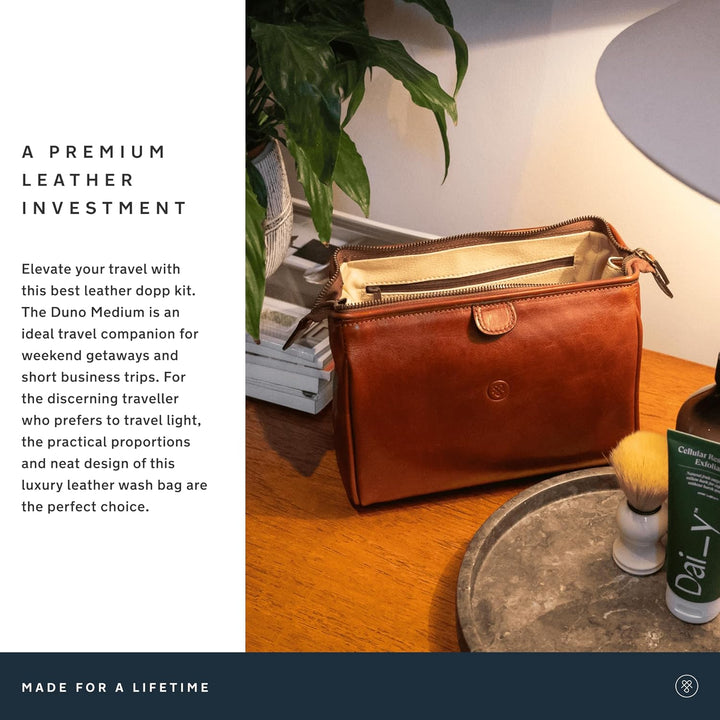 Maxwell Scott - Personalisierte Herren Luxus Leder Kulturbeutel Dopp Kit mit Reissverschluss Öffnung