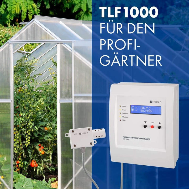 TLF1000 Temperatur-Luftfeuchteschalter inkl. Sensor, Thermostat, Hygrostat, 230V