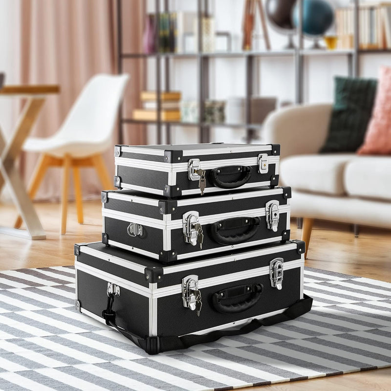 Arebos 3er Set Transportkoffer | 50 L Gesamtvolumen | abschliessbar | mit Tragegurt und Schloss | un