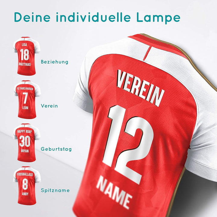 Elbeffekt Trikotlampe für Arsenal Fans aus Holz - personalisierbares Geschenk - schenke Dein individ