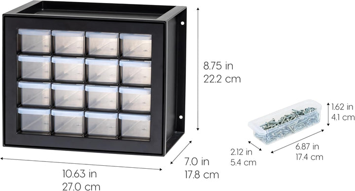 IRIS USA Schrauben-Organizer, Hardware-Aufbewahrung, Organizer, 16 Schubladen-Schrank, Kunststoff-Sc