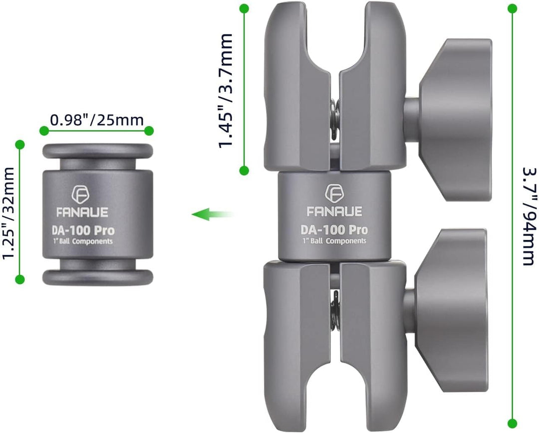 FANAUE DA-100PRO Verbundstoff-Verbindungsarm ist kompatibel mit RAM mounts Typ B 1" Kugelmontage und
