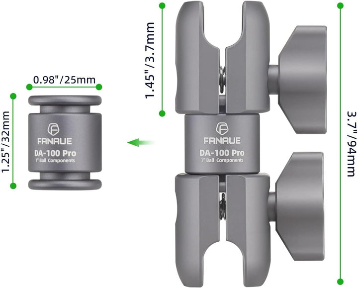 FANAUE DA-100PRO Verbundstoff-Verbindungsarm ist kompatibel mit RAM mounts Typ B 1" Kugelmontage und
