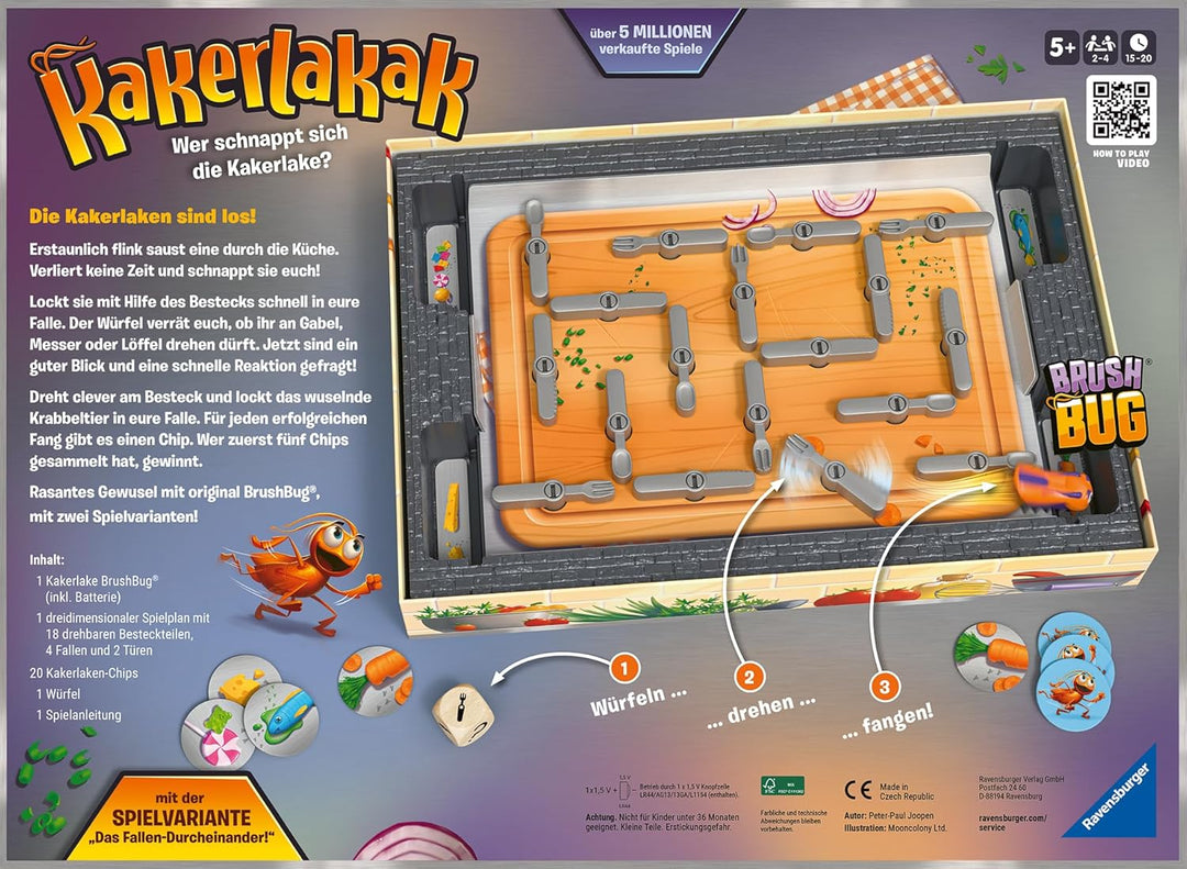 Ravensburger 20800 - Kakerlakak - Aktionsspiel mit elektronischer Kakerlake, Kinderspiele ab 5 Jahre