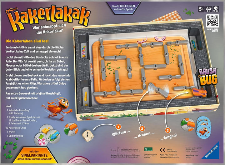 Ravensburger 20800 - Kakerlakak - Aktionsspiel mit elektronischer Kakerlake, Kinderspiele ab 5 Jahre