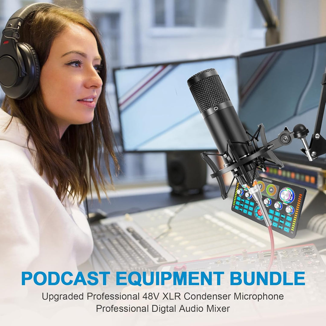 Podcast-Ausrüstungs-Bundle, Audio-Schnittstelle und XLR-Kondensator-Mikrofon, Studio-Ausrüstung mit