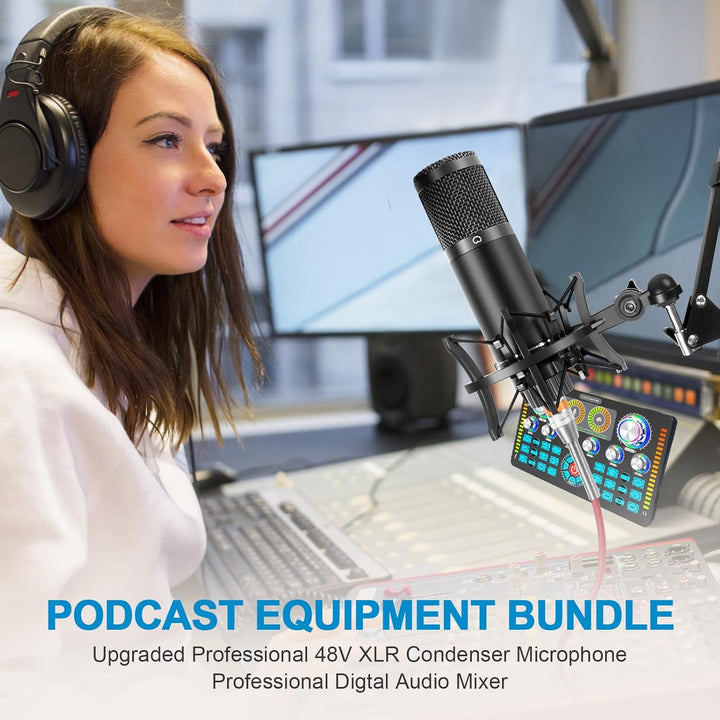 Podcast-Ausrüstungs-Bundle, Audio-Schnittstelle und XLR-Kondensator-Mikrofon, Studio-Ausrüstung mit