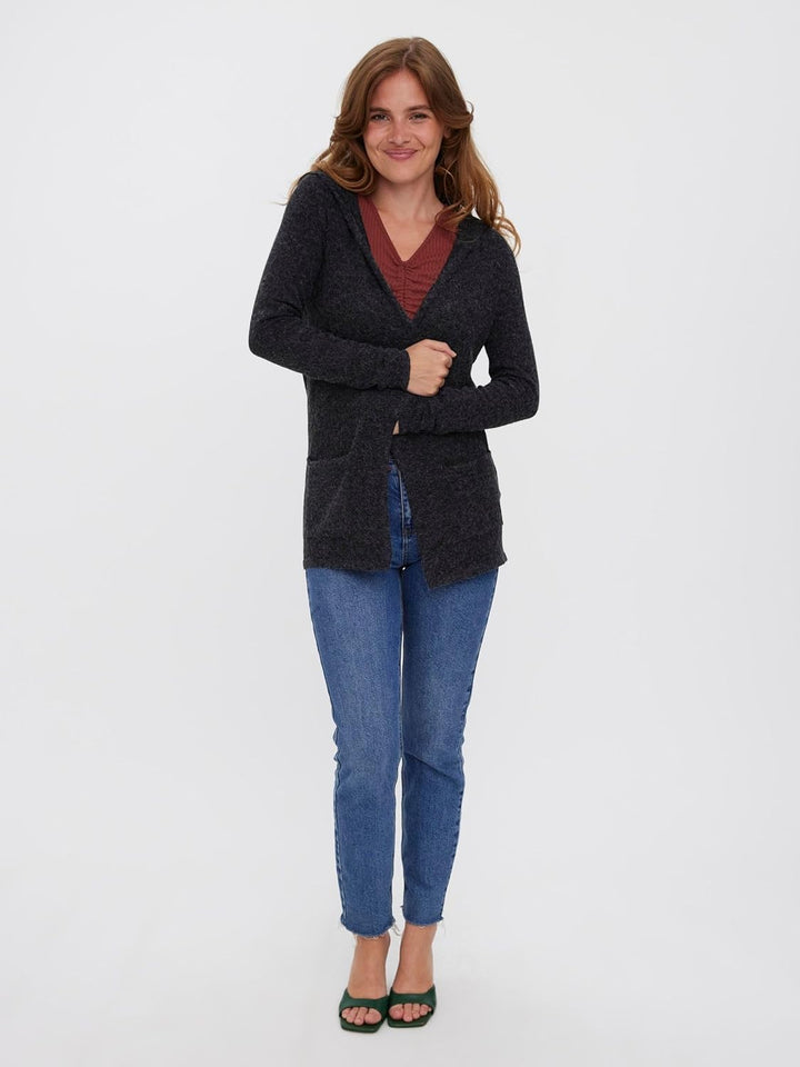 VERO MODA Damen Vmdoffy Ls Open Hood Cardigan Ga Noos Strickjacke S Schwarz, S Schwarz