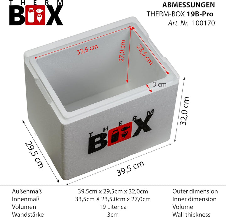 THERM BOX Styroporbox Verschiedene Grössen Volumen 1L bis 19L Isolierbox Thermobox Kühlbox Warmhalte