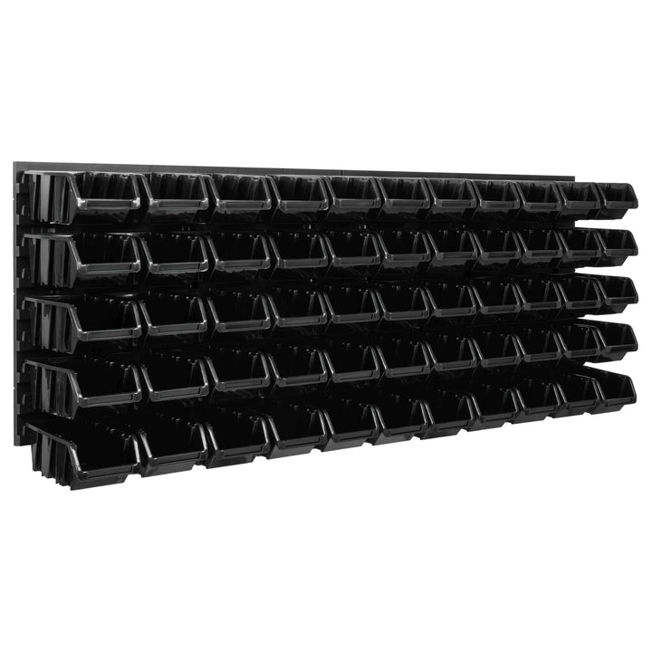 Lagersystem Werkstattregal | 115 x 39 cm | 55 stck. Box | Wandregal mit Stapelboxen - Wandplatten Ex