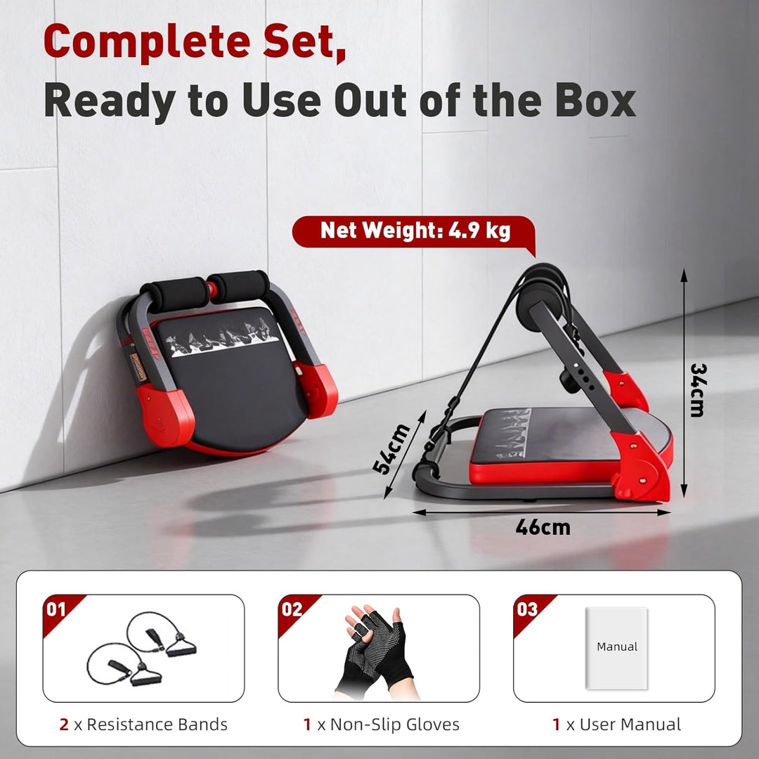 Core Bauchtrainer für Zuhause, Klappbarer Bauchroller Bauchmuskeltrainer Fitnessgeräte für Zuhause,
