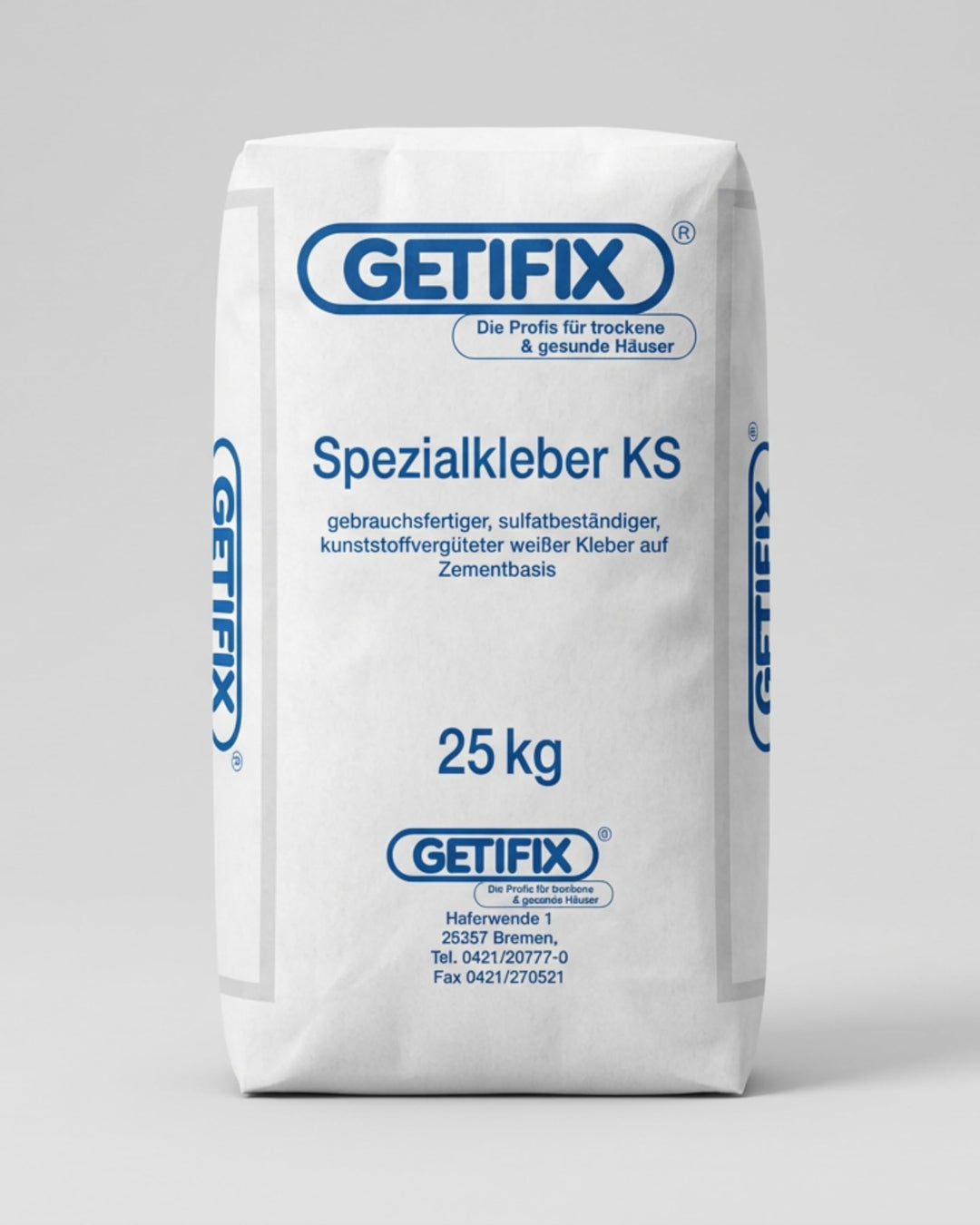 Spezialkleber KS Weiss 25 kg – sulfatbeständiger und gebrauchsfertiger Werkstrockenmörtel