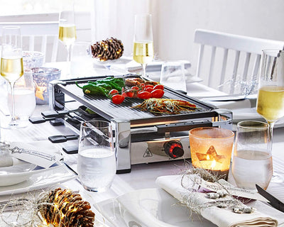 ROMMELSBACHER RCC 1500 Raclette-Grill (extra langes Kabel (2m), Tischgrill für 8 Personen, gerippte