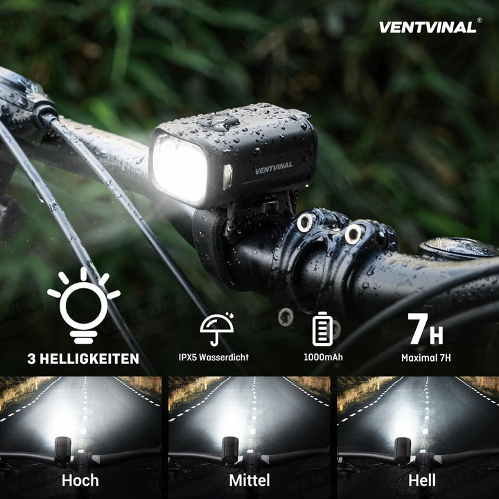 Fahrradlicht Set USB Aufladbar,Stvzo Zugelassen Fahrradlicht Vorne und Rückstrahler mit Reflektor,3