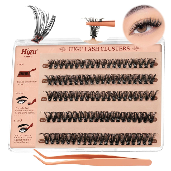 Higu clace 40D Ciglia Autoadesive, Ciglie Finte Naturali, Set Di Ciglia Preincollate, Mix 10-16 mm,
