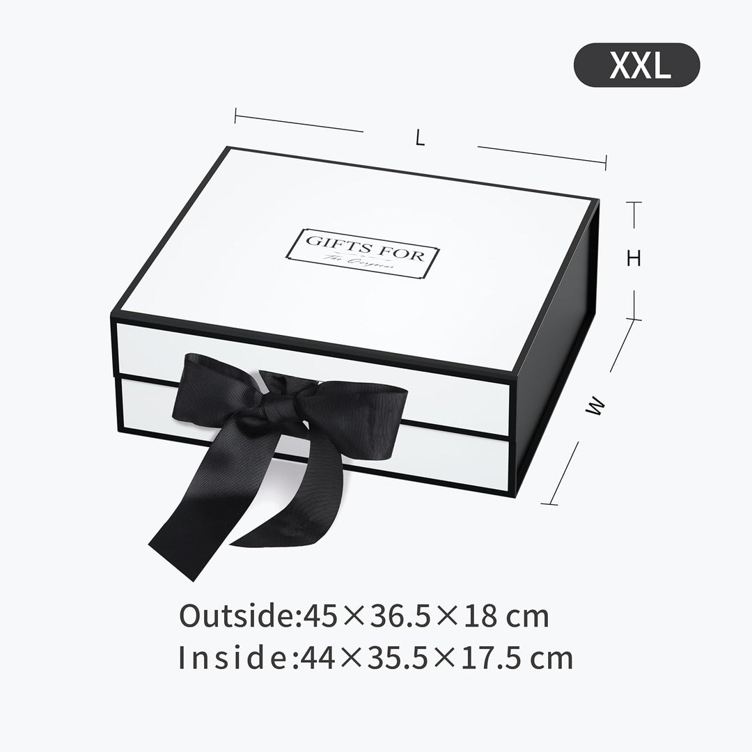 JiaWei Geschenkbox (Stil-1) 45 x 37 x 18 cm XXL, Geschenkkarton mit Magnetisch Deckel und Schleife,
