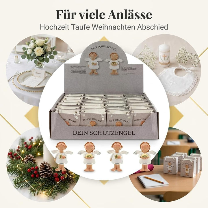 MIJOMA 24 Stück Set Schutzengel in Tüte 2-Fach Sortiert, im 24er Display, Gastgeschenk Glücksbringer