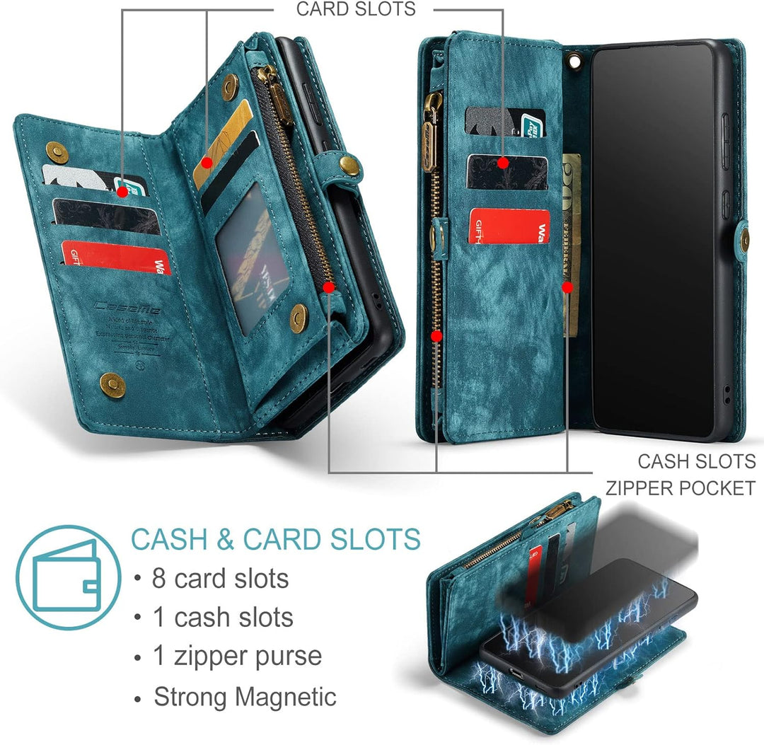 UFinetech Samsung S22+ Hülle, stossfeste Kartenfach Tasche Samsung Galaxy S22 Plus 5G Handyhülle, Fl