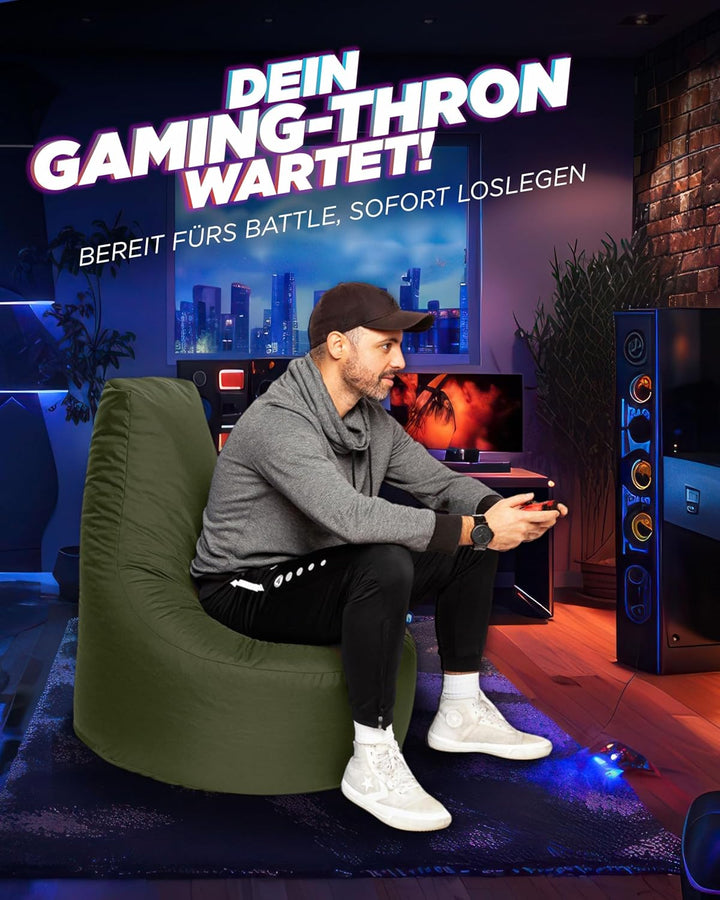 PATCH HOME Gamer Sessel Sitzsack Beanbag in 2 verschiedenen Grössen und 25 XXL - 80cm Durchmesser, 3