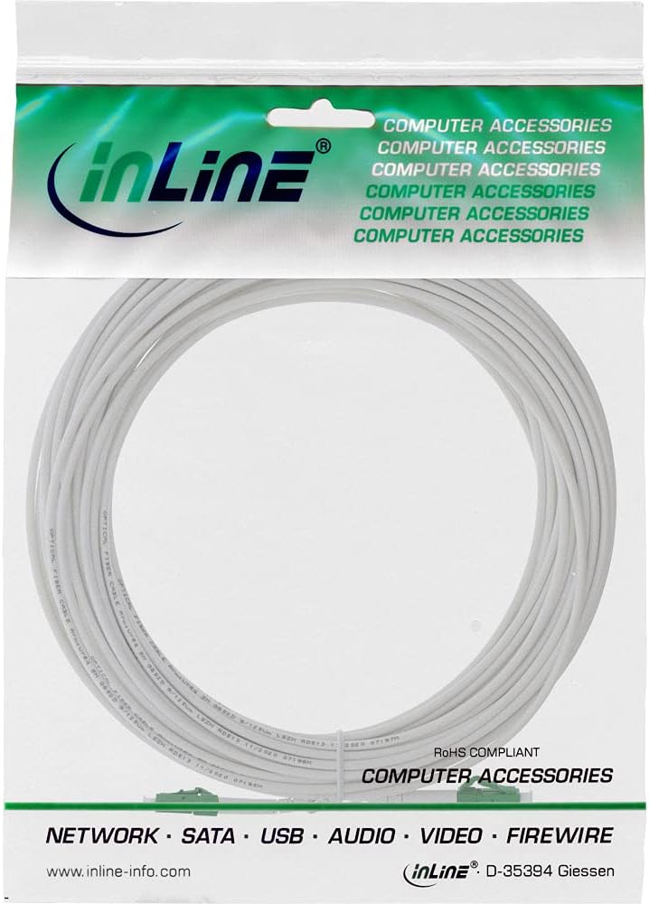 InLine LWL Simplex Kabel, FTTH, LC/APC 8° zu LC/APC 8°, 9/125µm, OS2, Verschiedene Längen, 40m LC/AP