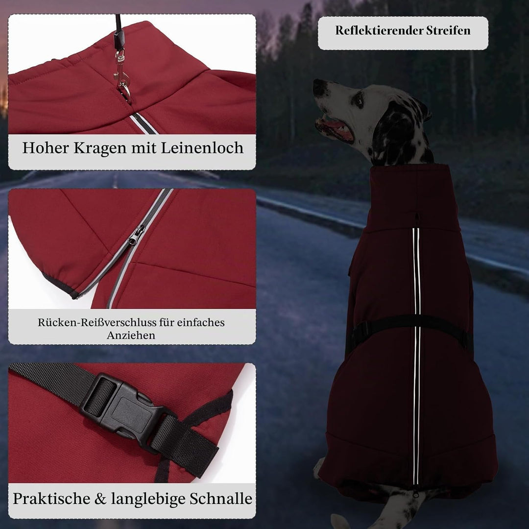 Hundemantel Wasserdicht Warm mit Beinen Hundejacke Winter Reflektierend Reissverschluss Hundemantel