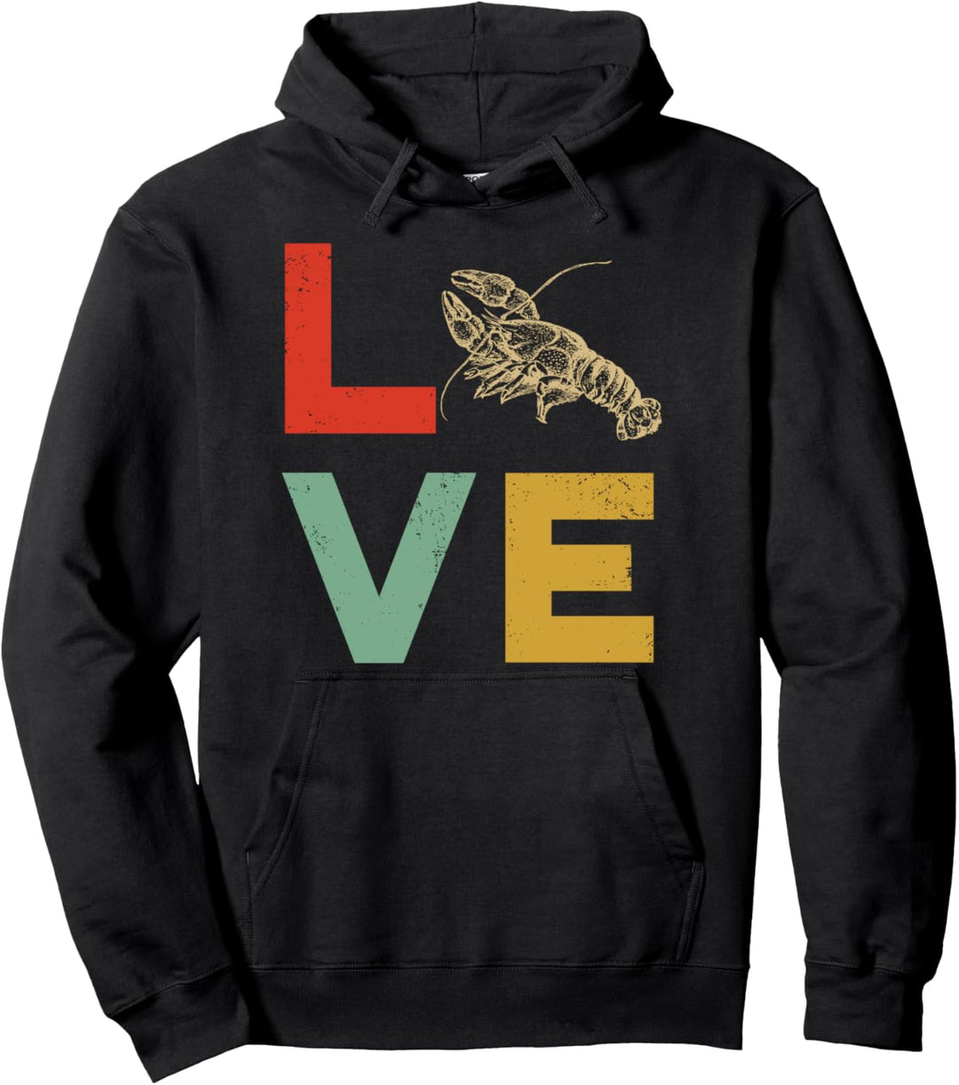 Liebe Crawfish Vintage Retro s Cajun Meeresfrüchte kochen Pullover Hoodie