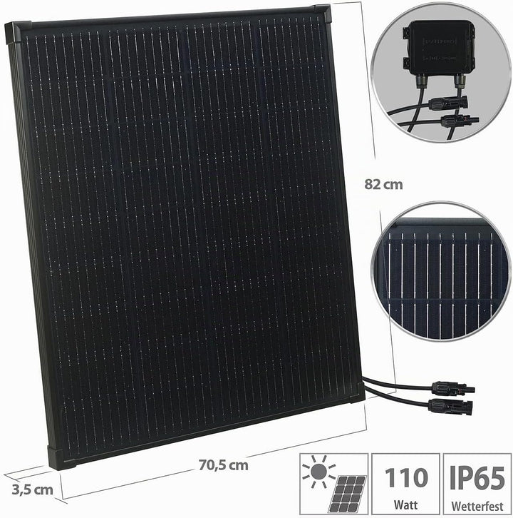 revolt Solarmodul klein: Mobiles Solarpanel mit monokristallinen Zellen, 110 W, schwarz (Kleine PV M