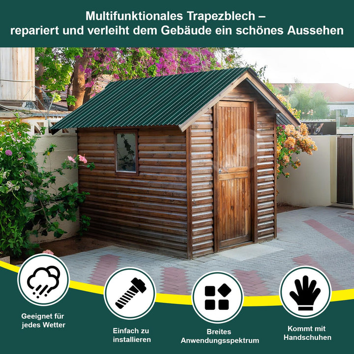 Trapezblech Dachplatten 12 Stück, 115 × 45 cm Dachblech Set aus Stahlblech, ca. 6 m², Wellblech Prof