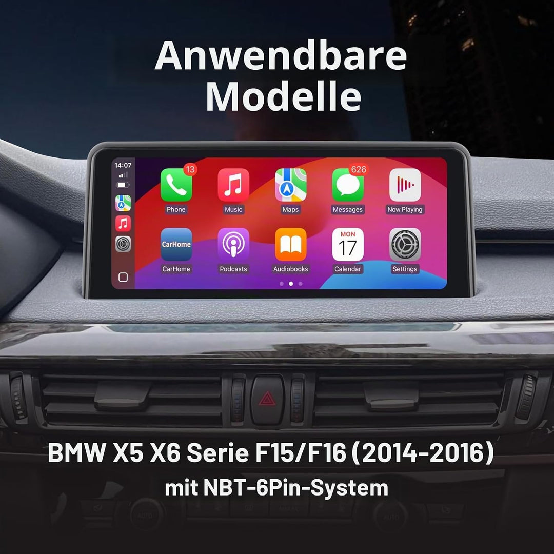 Autoradio mit drahtlosem CarPlay &amp; Android Auto Kompatibel mit BMW X5 X6 Serie F15/F16 (2014-2016)NB