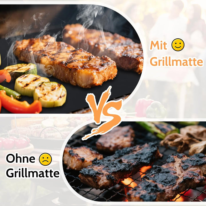 OSVINO BBQ Grillmatte 5er Set – Antihaft BBQ Unterlage aus Teflon, rund (40cm Durchmesser) für Grill