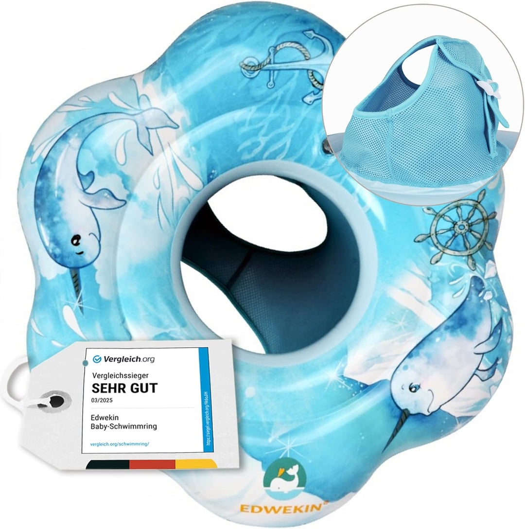 EDWEKIN® Baby Schwimmring, Schwimmhilfe Narwal, Schwimmsitz Kleinkinder, Baby Float, ab 6 Monate bis