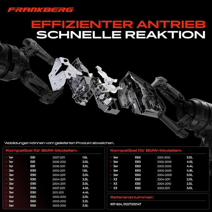 Frankberg Türschloss Stellmotor Hinten Links 5-Polig Kompatibel mit E81 118 120 Schrägheck 2006-2011