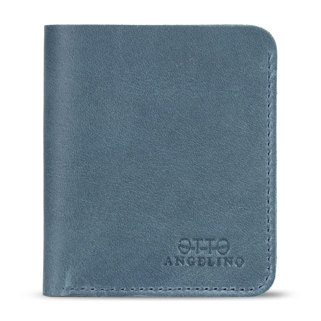 Otto Angelino Ultra Slim Bifold Card and Cash Wallet aus echtem Leder – Unisex Blau, Blau