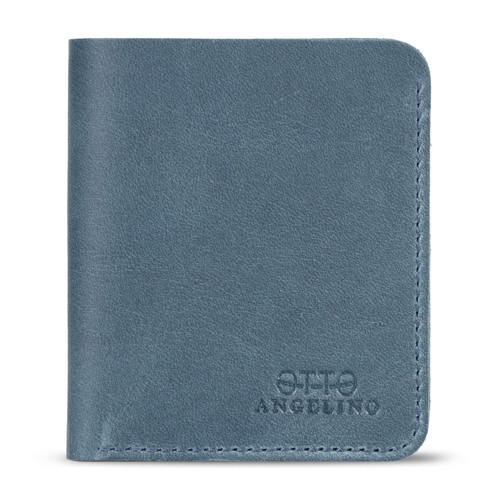 Otto Angelino Ultra Slim Bifold Card and Cash Wallet aus echtem Leder – Unisex Blau, Blau