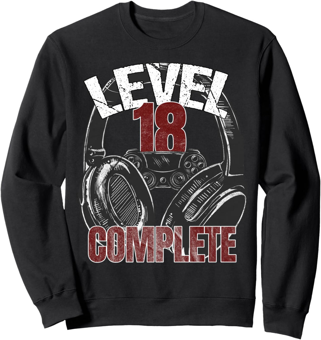 Level 18 complete 18. Gamer Geburtstag für Zocker am PC Sweatshirt