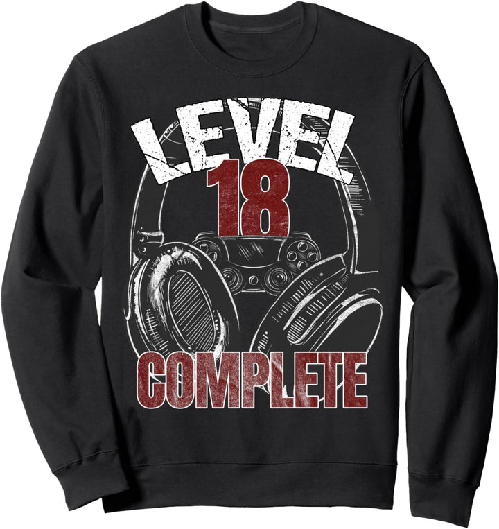 Level 18 complete 18. Gamer Geburtstag für Zocker am PC Sweatshirt
