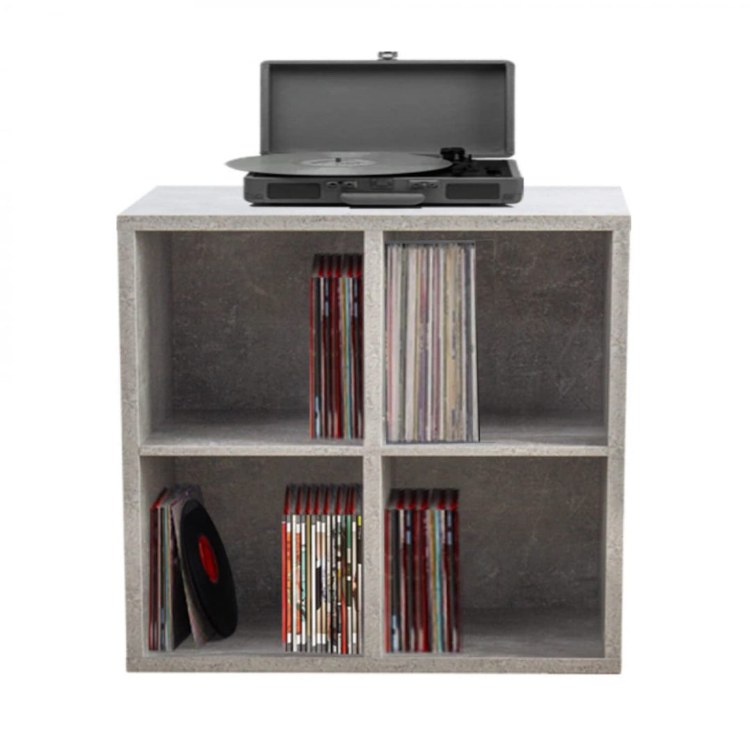 Schallplattenschrank - Aufbewahrung von Schallplatten - Bücherregal - Grauer Beton