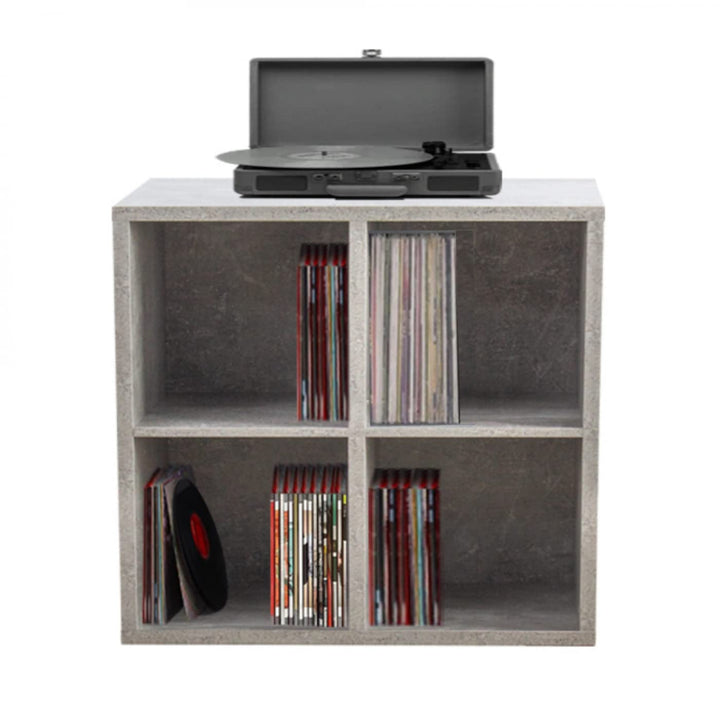 Schallplattenschrank - Aufbewahrung von Schallplatten - Bücherregal - Grauer Beton
