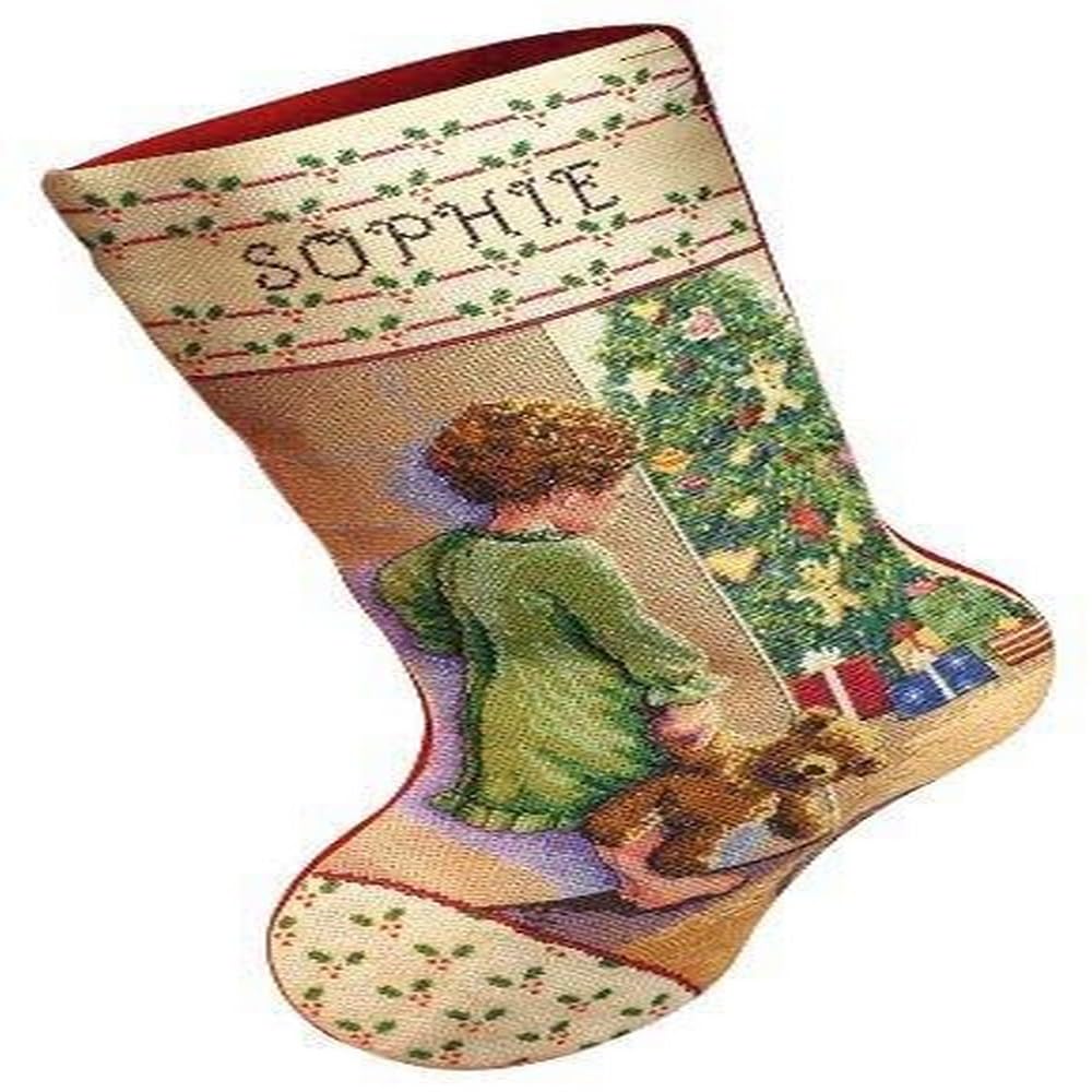 Janlynn 015-0238 Kreuzstich-Set, 45,7 x 25,4 cm, Weihnachtsstrumpf, Weiss 1-Pack, 1-Pack